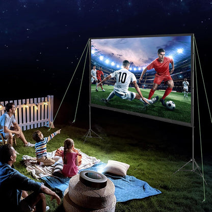 Projector Screen with Stand, 120 Inch 16:9 4K 1080 HD Outdoor Movie Screen With