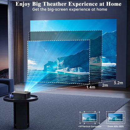 Projector with Wifi and Bluetooth, 2024 Upgrade Outdoor & Camping Projector, Mini Movie Projector Supports 1080P, Wireless & Wired Portable Projector for Home Entertainment & Camping Nights