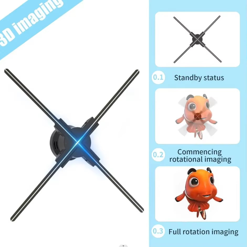 60Cm 3D Holographic Projector Fan 720 LED Hologram Projector Player Lamp Wifi Control Sign Display Advertising Machine