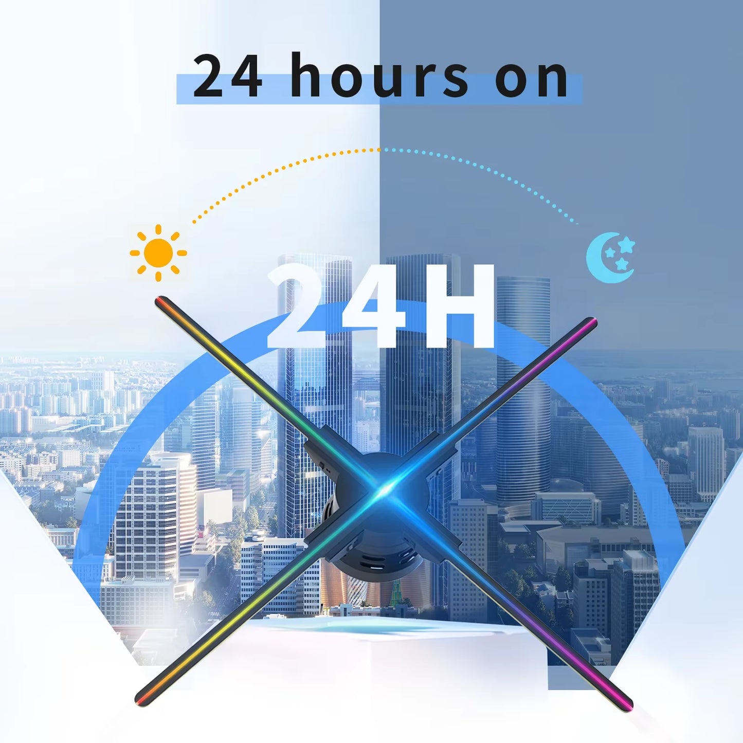 60Cm 3D Holographic Projector Fan 720 LED Hologram Projector Player Lamp Wifi Control Sign Display Advertising Machine