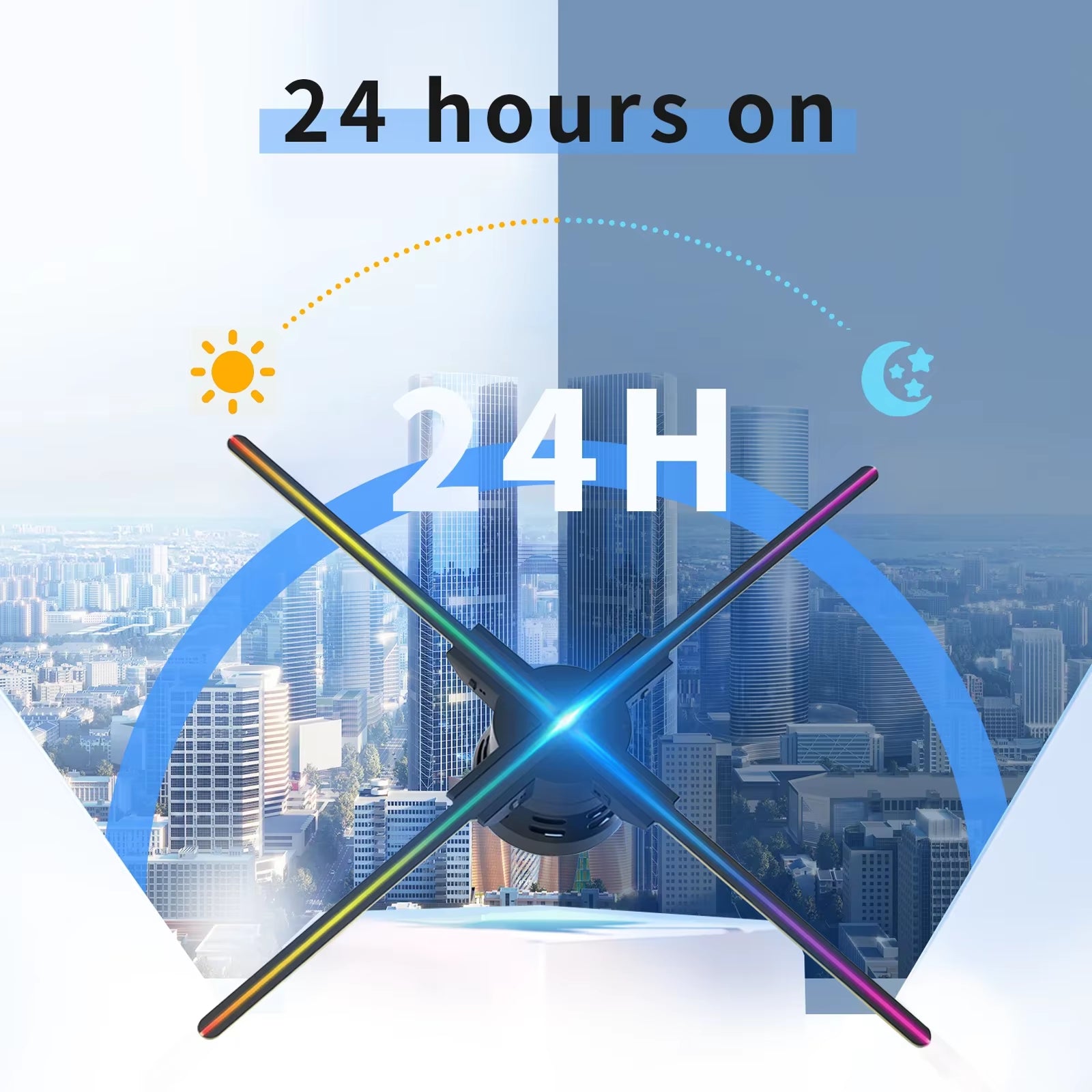 60Cm 3D Holographic Projector Fan 720 LED Hologram Projector Player Lamp Wifi Control Sign Display Advertising Machine