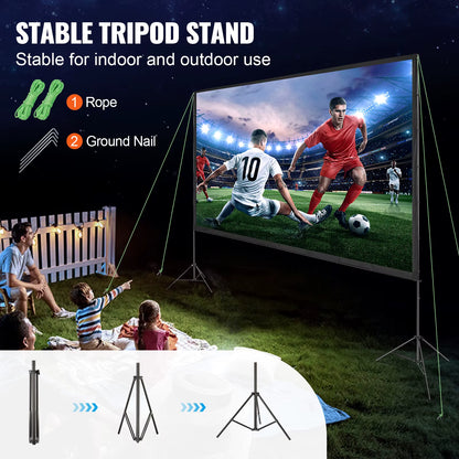 Succebuy Projector Screen W/ Stand 150In 16:9 4K 1080 HD Portable Projection Screen for Home Office Garden Moive Theater Cinema