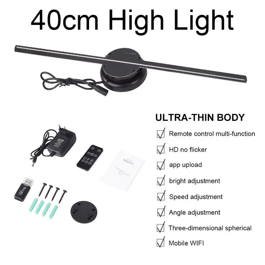 40CM 3D Holographic Projector Fan 224 LED Lamp Beads Advertising Machine Logo Display WIFI Hologram Imaging Player Light