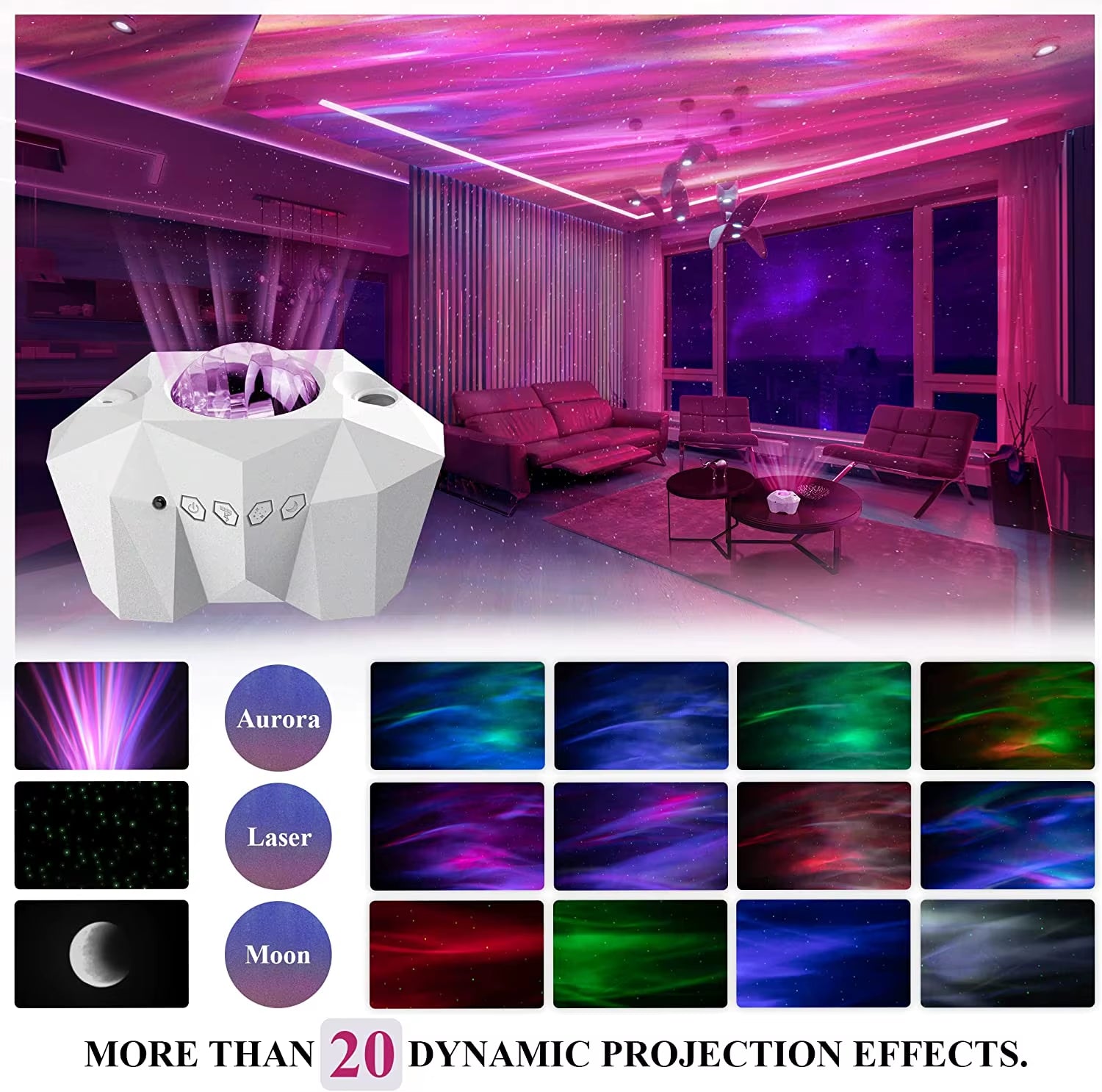 NEW Aurora Projectors Galaxy Star Projector Northern Light Starry Sky Moon Lamp for Bedroom Decor Bluetooth Music Nightlights