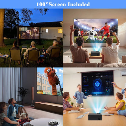 Projector with Wifi and Bluetooth, 2024 Upgrade Outdoor & Camping Projector, Mini Movie Projector Supports 1080P, Wireless & Wired Portable Projector for Home Entertainment & Camping Nights