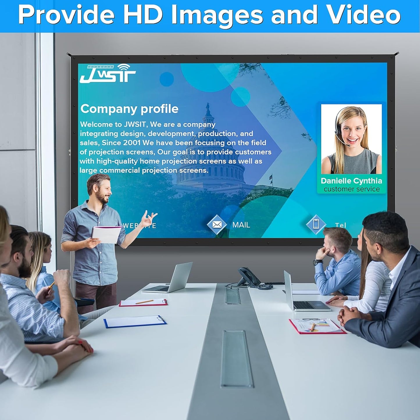 Projector Screen and Stand, 135 Inch Outdoor Movie Screen-Upgraded 3 Layers PVC 16:9 Outdoor Projector Screen,Portable Video Projection Screen with Carrying Bag for Home Theater Backyard