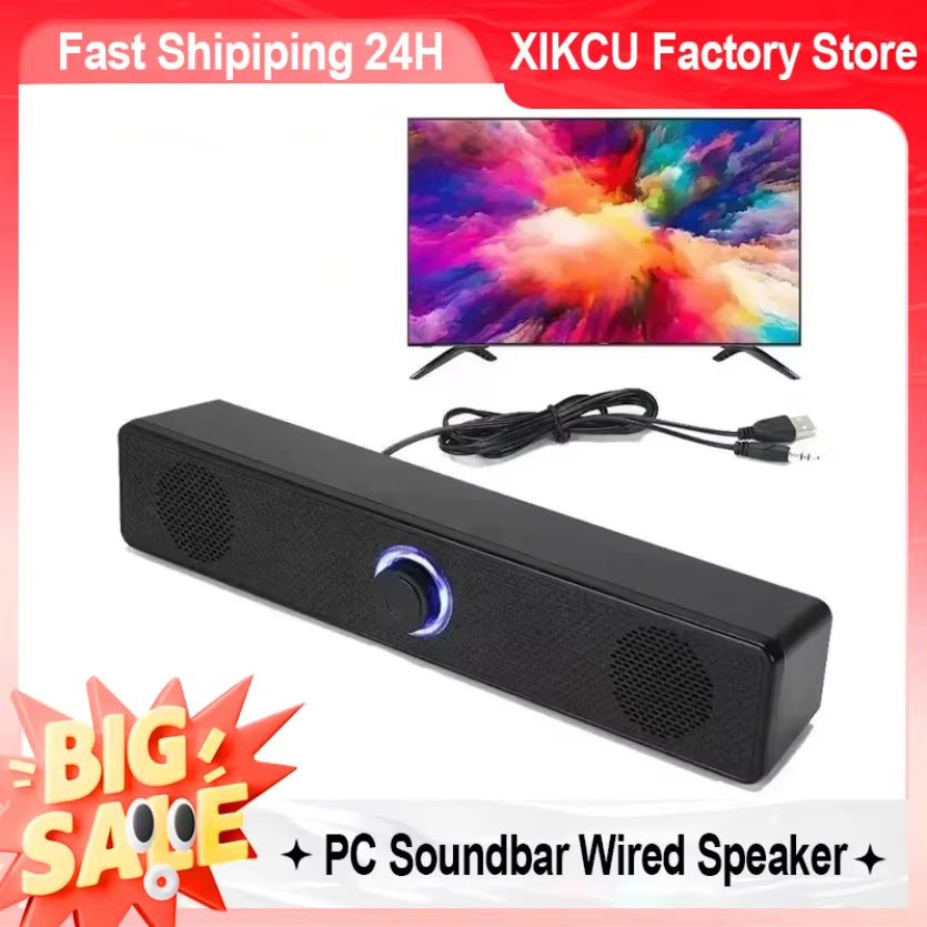 Wireless Bluetooth and PC Soundbar Wired Speaker USB Powered Soundbar for TV Pc Laptop Home Theater Surround Audio System