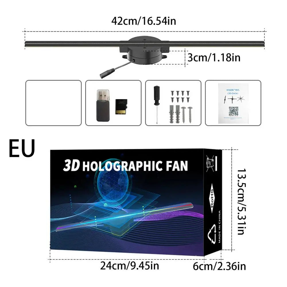 3D Hologram Fan Wifi 3D Holographic Projector Advertising Display Light HD Holographic Projector for Stores Bars Party Xmas