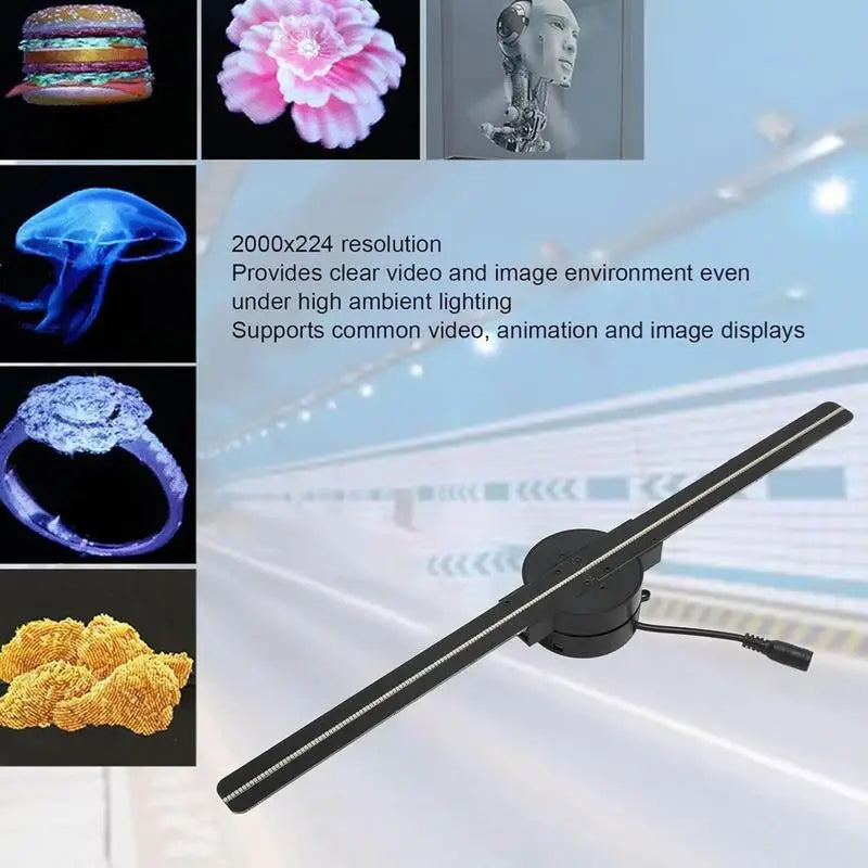 3D Hologram Fan Wifi 3D Holographic Projector Advertising Display Light HD Holographic Projector for Stores Bars Party Xmas