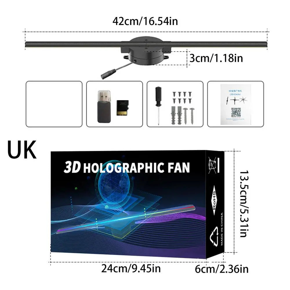 3D Hologram Fan Wifi 3D Holographic Projector Advertising Display Light HD Holographic Projector for Stores Bars Party Xmas