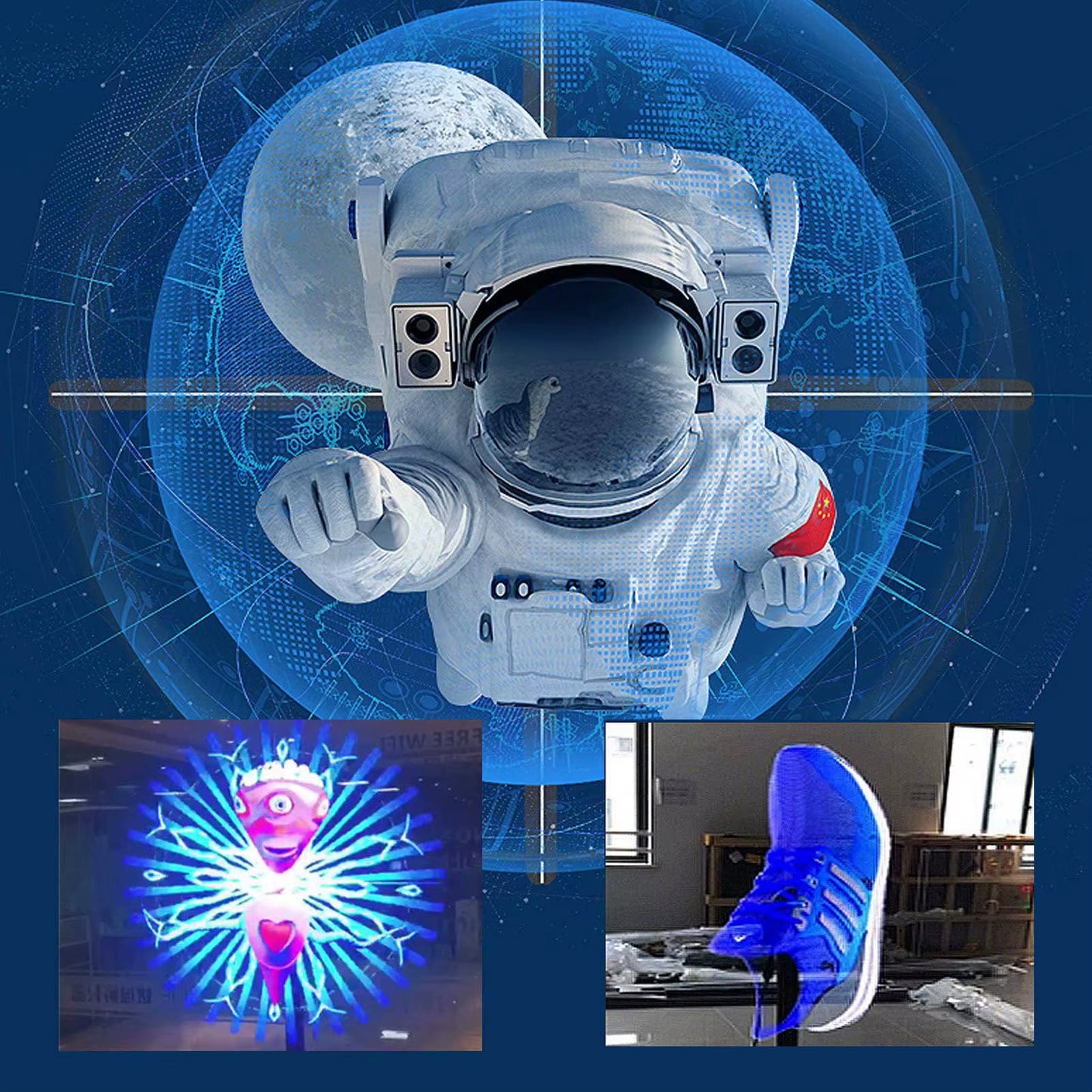 3D Hologram Fan Display 1024X768P Wifi APP Control Holographic Advertising Machine for Win Exhibition Fan Holographic Projector
