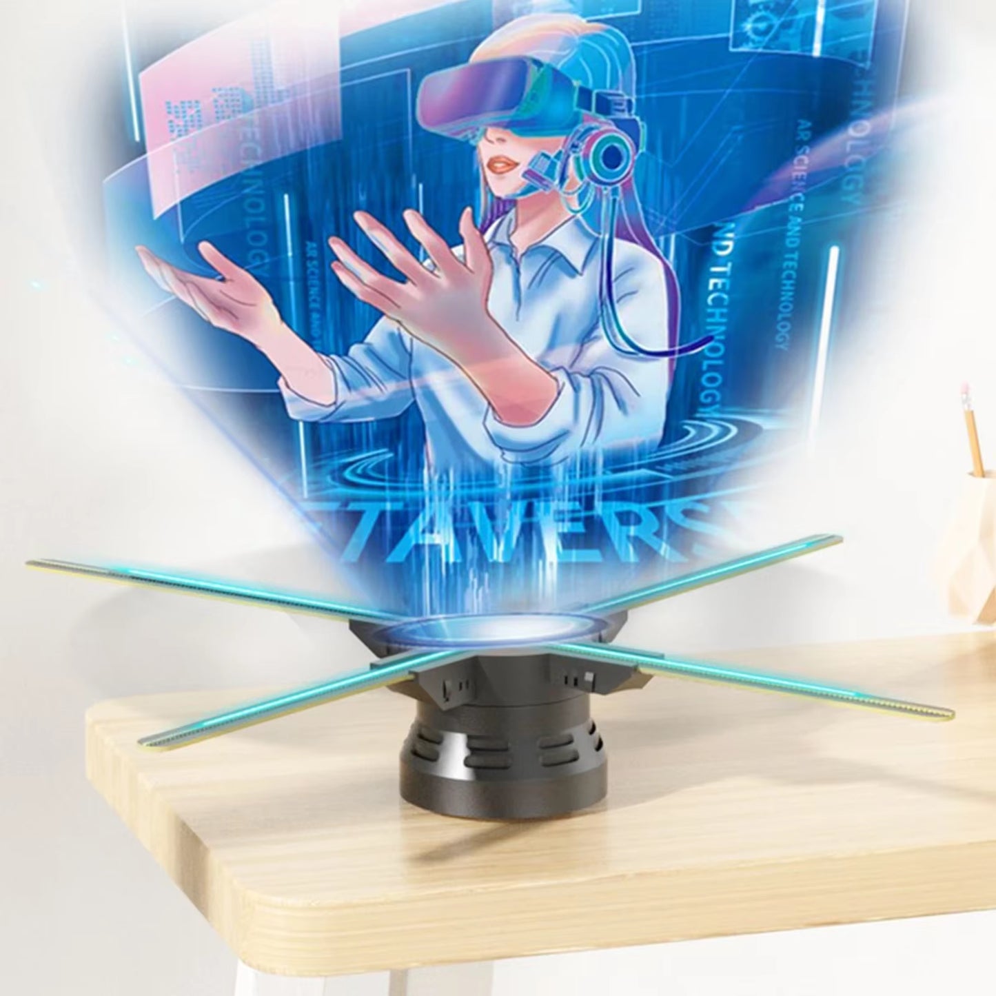 60Cm 3D Holographic Projector Fan 720 LED Hologram Projector Player Lamp Wifi Control Sign Display Advertising Machine