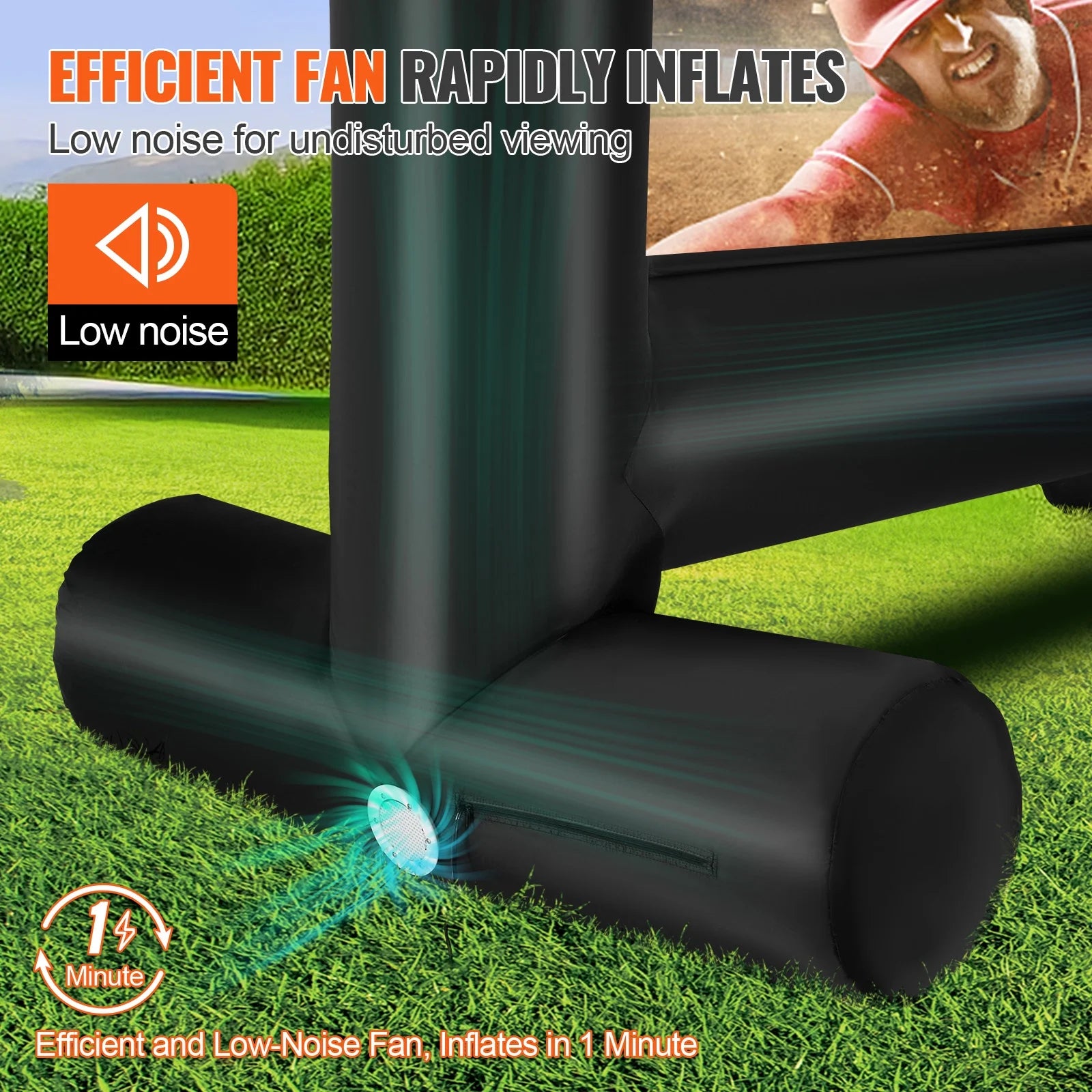 Outdoor Cinema Display, 14 FT Air-Filled Projection Screen with Air Pump and Transport Sack, Dual-Sided Display, Durable Oxford Material Inflated Display for Exterior Gatherings