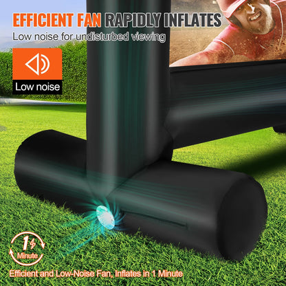 Outdoor Cinema Display, 14 FT Air-Filled Projection Screen with Air Pump and Transport Sack, Dual-Sided Display, Durable Oxford Material Inflated Display for Exterior Gatherings