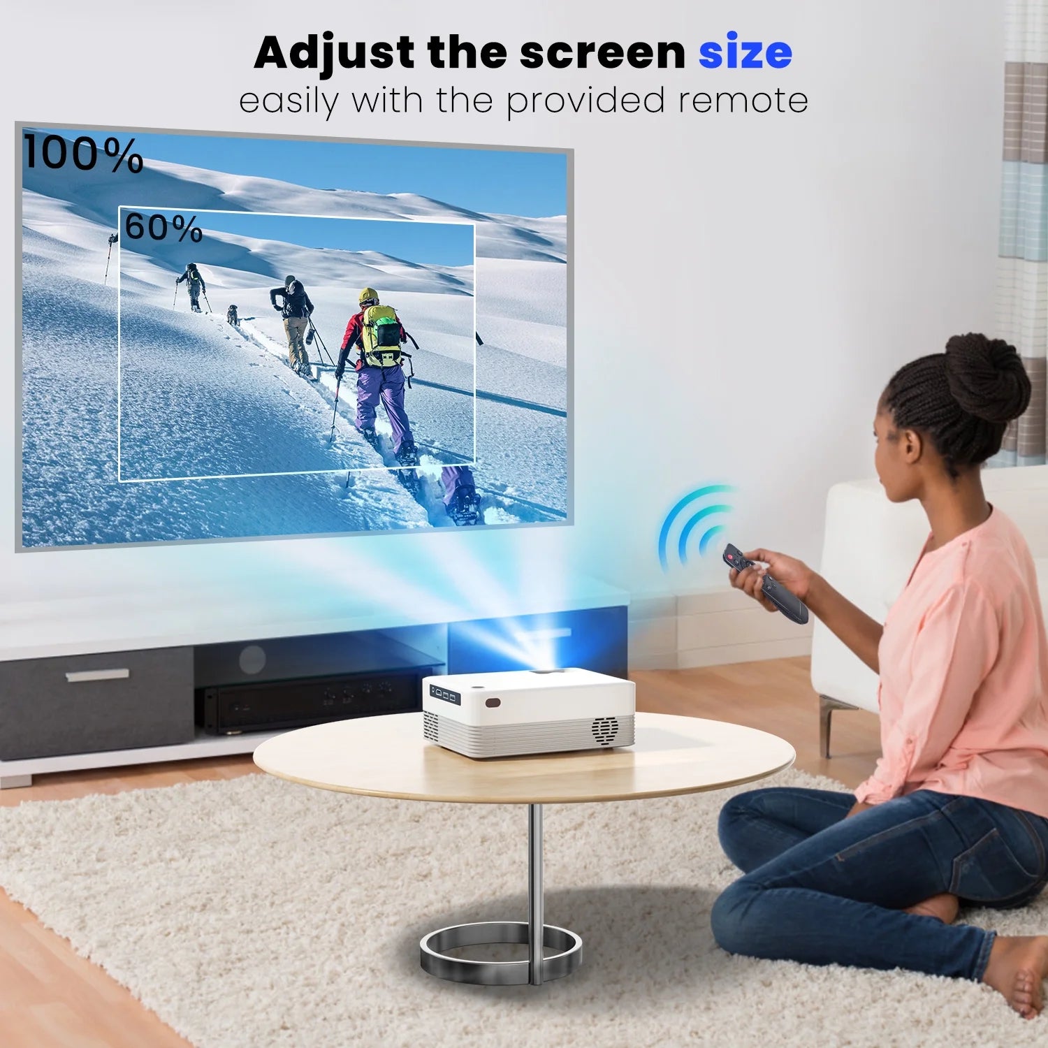 5G Wifi Projector with Bluetooth, 2024 Upgrade Native 1080P Projector for Outdoor & Camping, Wireless Mini Movie Projector Support 4K Resolution, for Home & Camping & Party