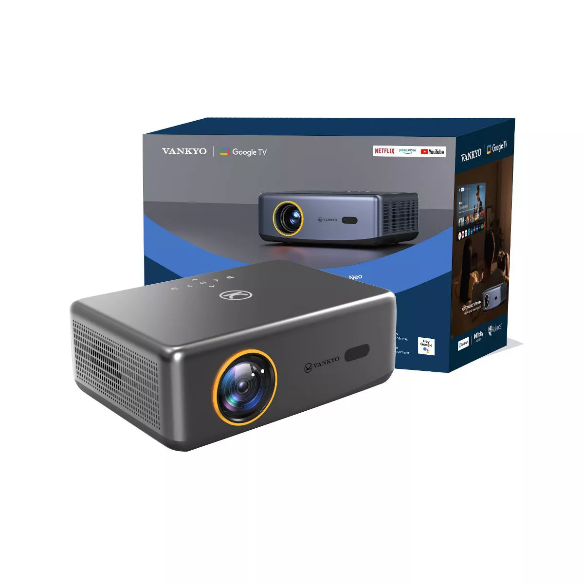 Vankyo V700 Neo 1080P Projector with Google TV and Dolby Audio Full HD: HDMI, 20,000 Hr Bulb