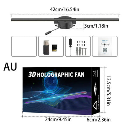3D Hologram Fan Wifi 3D Holographic Projector Advertising Display Light HD Holographic Projector for Stores Bars Party Xmas