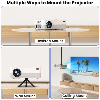 5G Wifi Projector with Bluetooth, 2024 Upgrade Native 1080P Projector for Outdoor & Camping, Wireless Mini Movie Projector Support 4K Resolution, for Home & Camping & Party