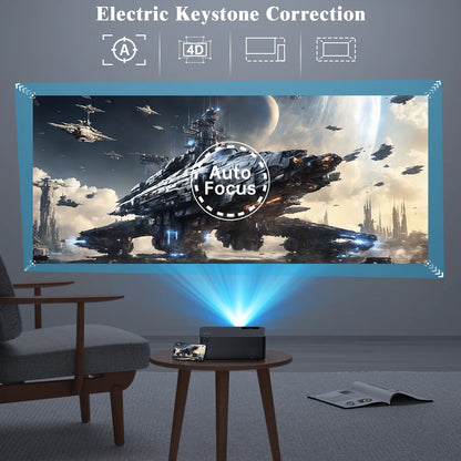 Projector with Wifi and Bluetooth, 2024 Upgrade Outdoor & Camping Projector, Mini Movie Projector Supports 1080P, Wireless & Wired Portable Projector for Home Entertainment & Camping Nights