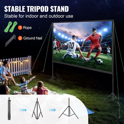 Projector Screen with Stand 100 120 150 Inch 16:9 4K 1080 HD Portable Projection Screen for Home Office Theater Cinema
