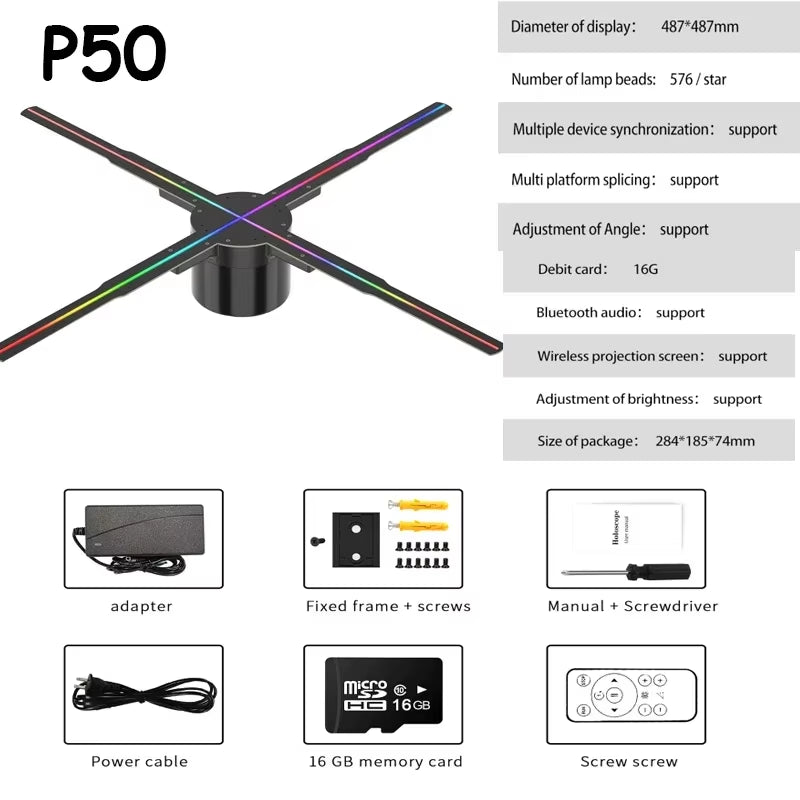 42-100CM 3D Fan Hologram Projector Wifi Display Advertising Logo Light Led Sign Holographic Lamp Three-Dimensional Projectors