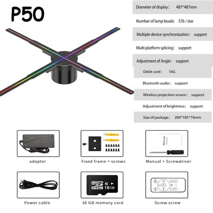 42-100CM 3D Fan Hologram Projector Wifi Display Advertising Logo Light Led Sign Holographic Lamp Three-Dimensional Projectors