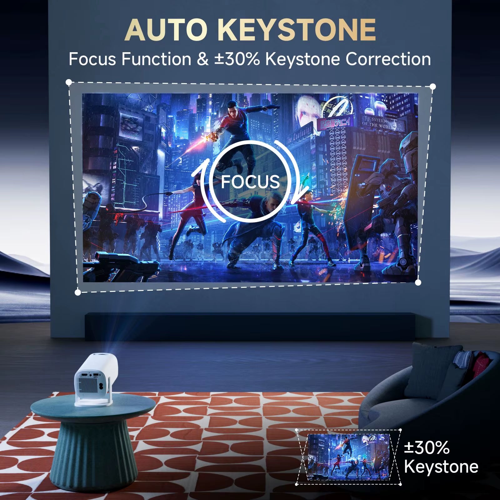 Android 14 P30PRO Supports 720P Screen Mirroring Smart Projector 4K Wifi6 Smart Home Theater Outdoor Portable Projector