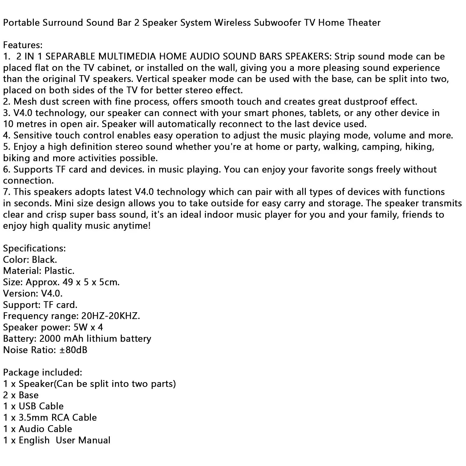 Jcarpart Home Theater Systems, Plastic Black, 5.51 Lbs