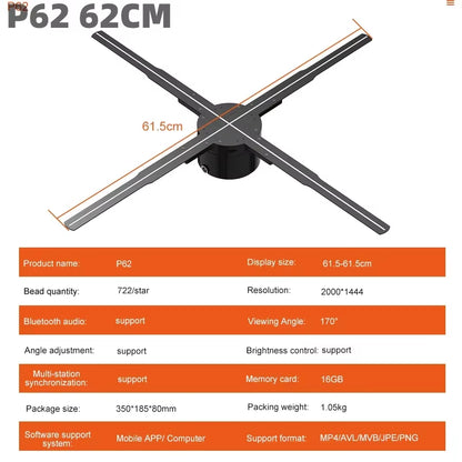 42-100CM 3D Fan Hologram Projector Wifi Display Advertising Logo Light Led Sign Holographic Lamp Three-Dimensional Projectors